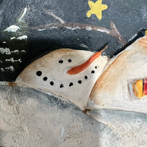 Tii Collections Mini Resin Snowman Plate Ornament Primitive Country - Picture 5 of 6